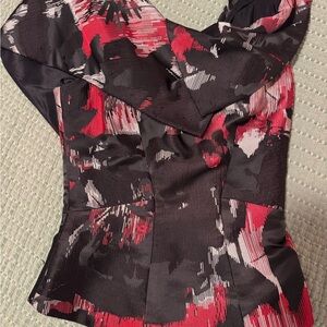 Zac Posen Black and Red Patterned Blouse